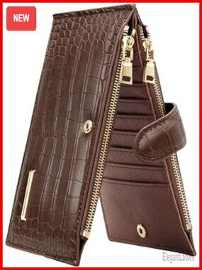 Faux Leather Croc Embossed RFID Blocking Large Capacity Zip Wallet